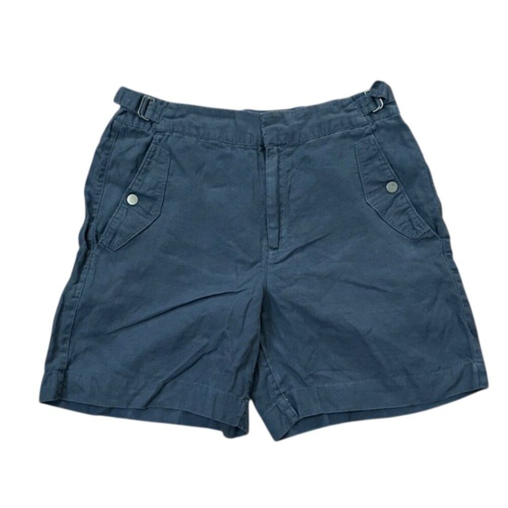 Athleta Voyager Blue Linen Shorts Womens Size 8 Casual Pockets